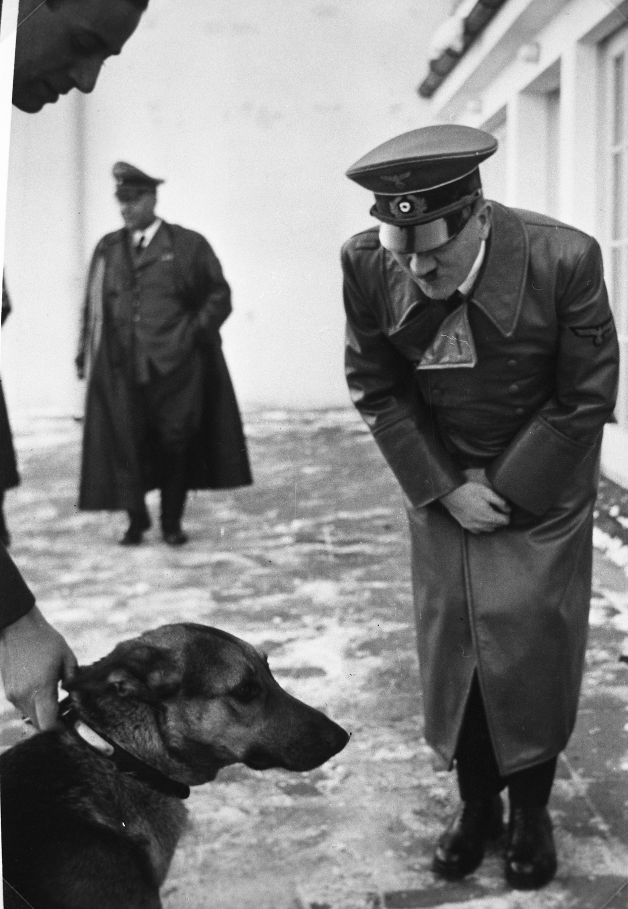 Adolf Hitler and his dog Wolf on the Berghof terrace early January 1940, from Eva Braun's albums
